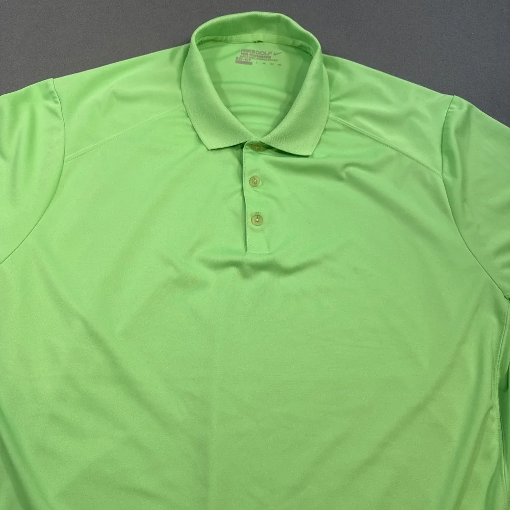 Nike Golf Polo Shirt Large MENS Dri-FIT  Performance NEON GRN